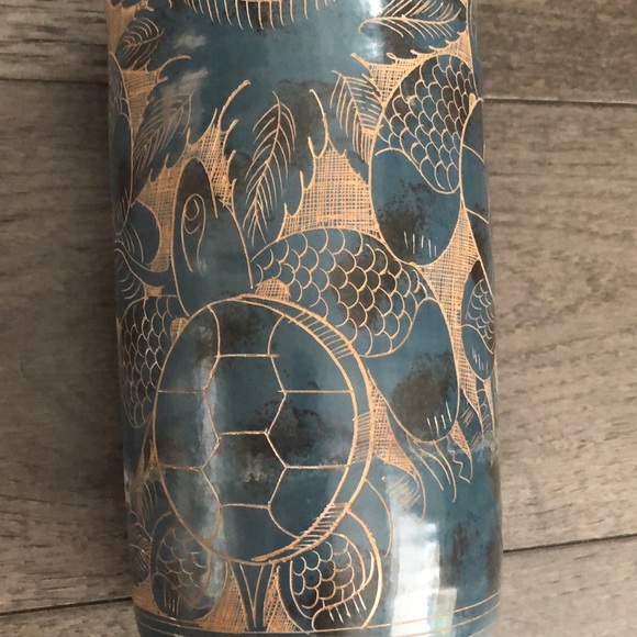 Boho Clay carved Vase Hand made in Nicaragua - Picture 3 of 7